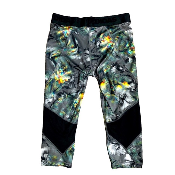 adidas Pants - Adidas TechFit Compression Workout Reflective Floral Crop Pants A226